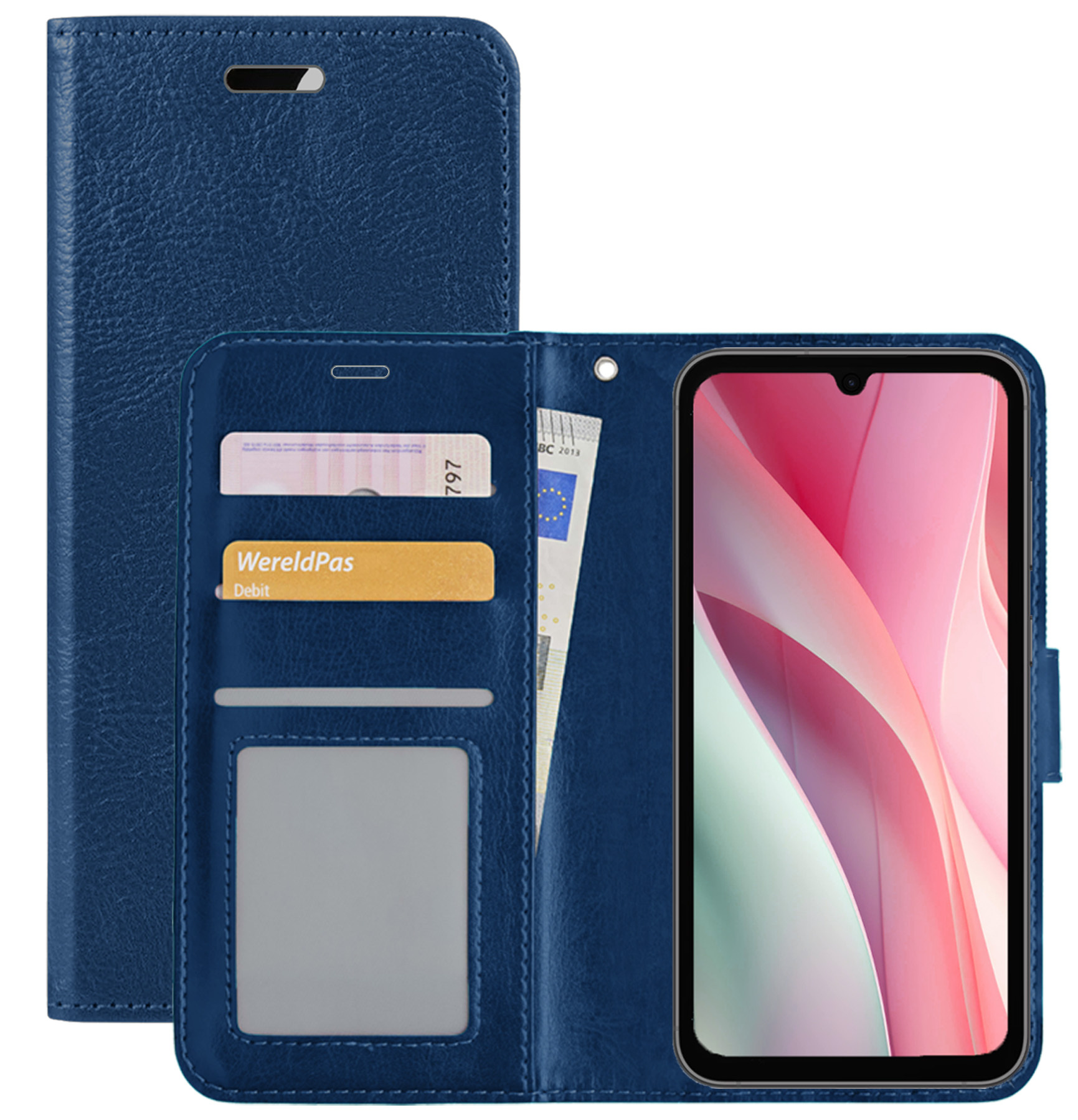 NoXx Hoes Geschikt voor Samsung A15 Hoesje Book Case Hoes Flip Cover Wallet Bookcase - Donkerblauw