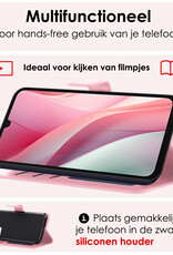 NoXx Hoes Geschikt voor Samsung A15 Hoesje Book Case Hoes Flip Cover Wallet Bookcase - Lichtroze