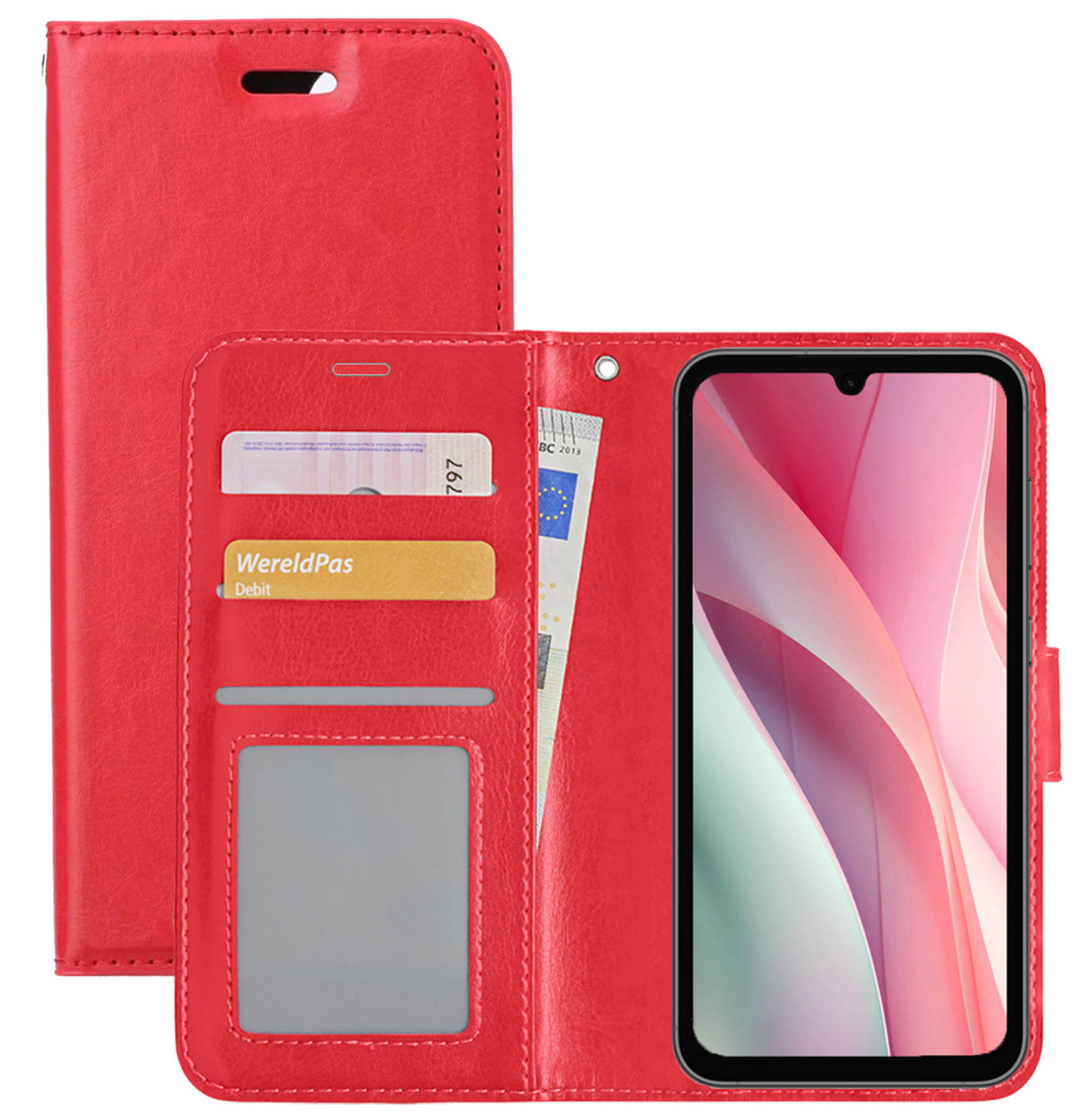 NoXx Hoes Geschikt voor Samsung A15 Hoesje Book Case Hoes Flip Cover Wallet Bookcase - Rood