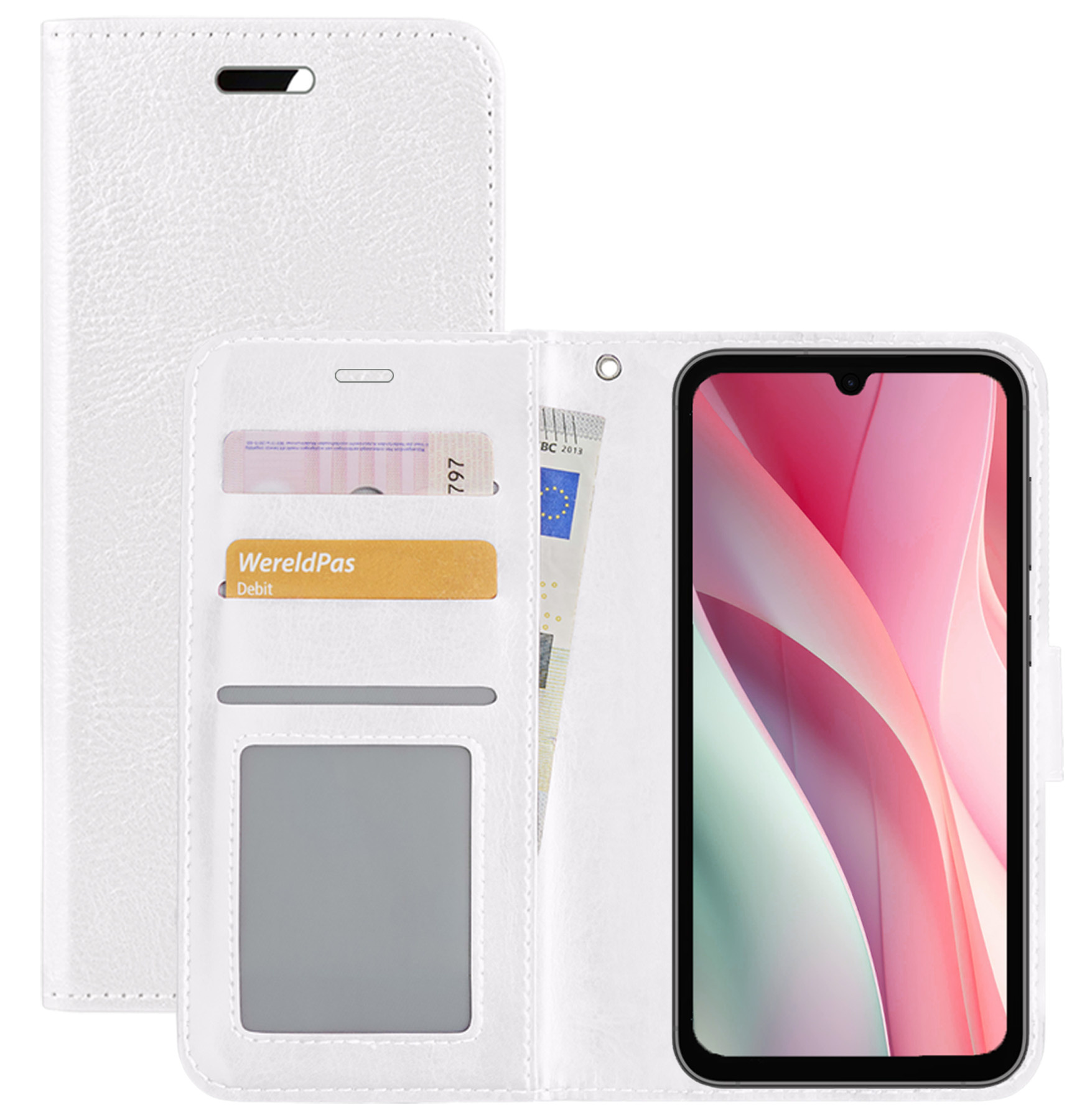 NoXx Hoes Geschikt voor Samsung A15 Hoesje Book Case Hoes Flip Cover Wallet Bookcase - Wit