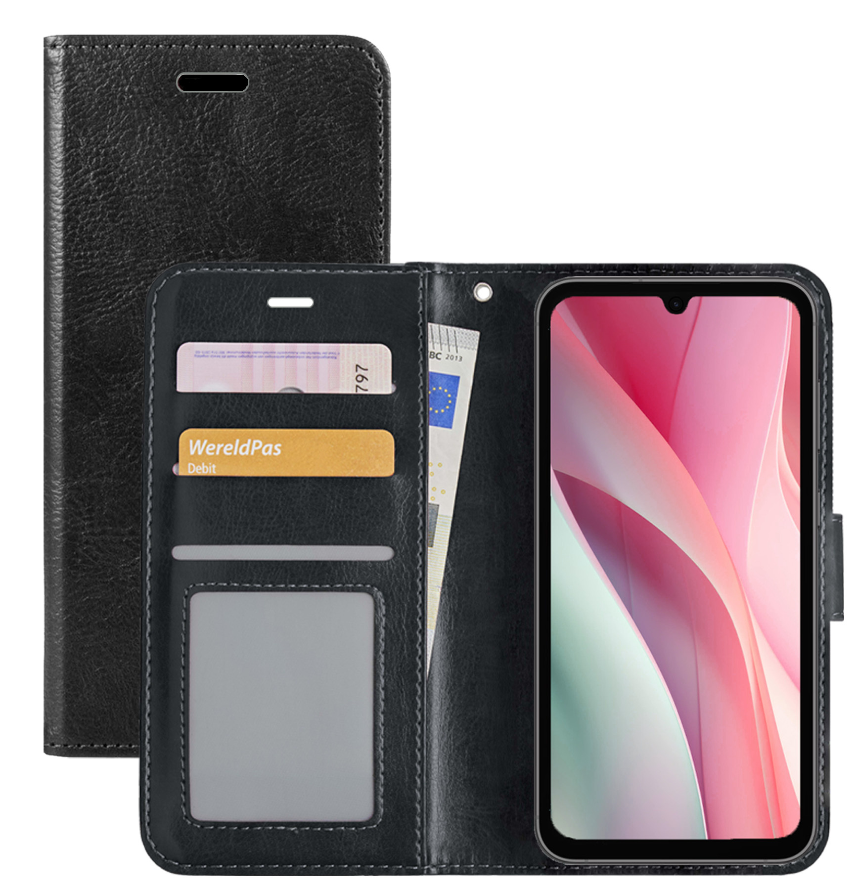 NoXx Hoes Geschikt voor Samsung A15 Hoesje Book Case Hoes Flip Cover Wallet Bookcase - Zwart