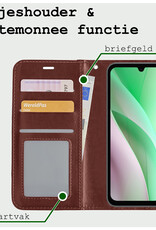 BASEY. Hoes Geschikt voor Samsung A15 Hoesje Bookcase Hoes Flip Case Book Cover Met Screenprotector - Hoesje Geschikt voor Samsung Galaxy A15 Hoes Book Case Hoesje - Bruin