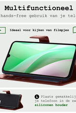 BASEY. Hoes Geschikt voor Samsung A15 Hoesje Bookcase Hoes Flip Case Book Cover Met Screenprotector - Hoesje Geschikt voor Samsung Galaxy A15 Hoes Book Case Hoesje - Bruin