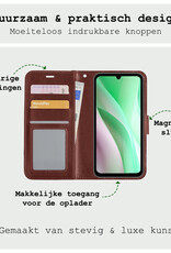 BASEY. Hoes Geschikt voor Samsung A15 Hoesje Bookcase Hoes Flip Case Book Cover Met Screenprotector - Hoesje Geschikt voor Samsung Galaxy A15 Hoes Book Case Hoesje - Bruin