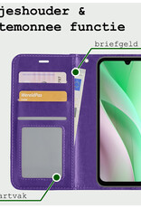 BASEY. Hoes Geschikt voor Samsung A15 Hoesje Bookcase Hoes Flip Case Book Cover Met Screenprotector - Hoesje Geschikt voor Samsung Galaxy A15 Hoes Book Case Hoesje - Paars