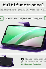 BASEY. Hoes Geschikt voor Samsung A15 Hoesje Bookcase Hoes Flip Case Book Cover Met Screenprotector - Hoesje Geschikt voor Samsung Galaxy A15 Hoes Book Case Hoesje - Paars