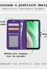 BASEY. Hoes Geschikt voor Samsung A15 Hoesje Bookcase Hoes Flip Case Book Cover Met Screenprotector - Hoesje Geschikt voor Samsung Galaxy A15 Hoes Book Case Hoesje - Paars