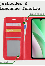 BASEY. Hoes Geschikt voor Samsung A15 Hoesje Bookcase Hoes Flip Case Book Cover Met Screenprotector - Hoesje Geschikt voor Samsung Galaxy A15 Hoes Book Case Hoesje - Rood