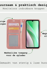 BASEY. Hoes Geschikt voor Samsung A15 Hoesje Bookcase Hoes Flip Case Book Cover Met Screenprotector - Hoesje Geschikt voor Samsung Galaxy A15 Hoes Book Case Hoesje - Rosé goud