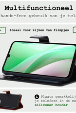 BASEY. Hoes Geschikt voor Samsung A15 Hoesje Bookcase Hoes Flip Case Book Cover Met Screenprotector - Hoesje Geschikt voor Samsung Galaxy A15 Hoes Book Case Hoesje - Zwart