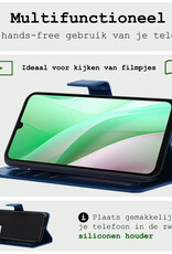 BASEY. Hoes Geschikt voor Samsung A15 Hoesje Bookcase Hoes Flip Case Book Cover Met 2x Screenprotector - Hoesje Geschikt voor Samsung Galaxy A15 Hoes Book Case Hoesje - Donkerblauw