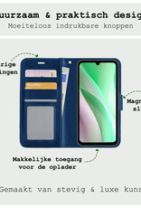 BASEY. Hoes Geschikt voor Samsung A15 Hoesje Bookcase Hoes Flip Case Book Cover Met 2x Screenprotector - Hoesje Geschikt voor Samsung Galaxy A15 Hoes Book Case Hoesje - Donkerblauw