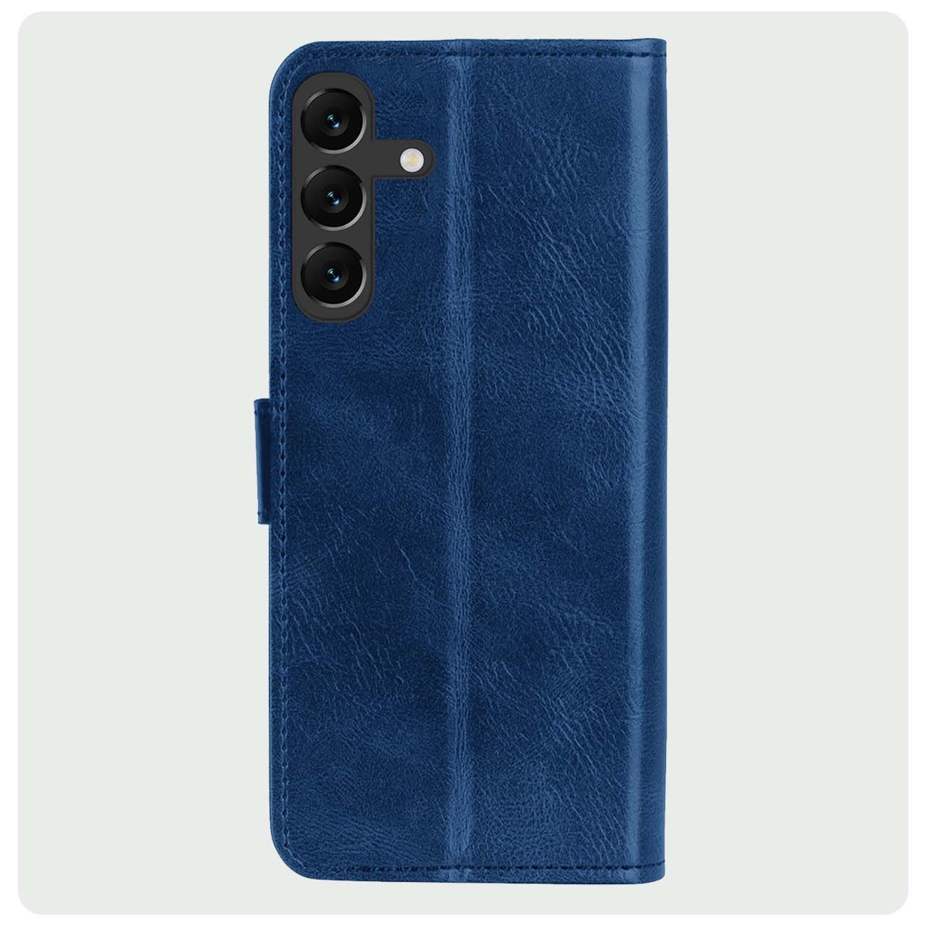BASEY. Hoes Geschikt voor Samsung A15 Hoesje Bookcase Hoes Flip Case Book Cover Met 2x Screenprotector - Hoesje Geschikt voor Samsung Galaxy A15 Hoes Book Case Hoesje - Donkerblauw