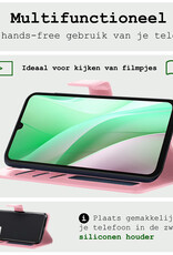 BASEY. Hoes Geschikt voor Samsung A15 Hoesje Bookcase Hoes Flip Case Book Cover Met 2x Screenprotector - Hoesje Geschikt voor Samsung Galaxy A15 Hoes Book Case Hoesje - Lichtroze