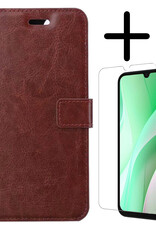 BASEY. Hoes Geschikt voor Samsung A15 Hoesje Bookcase Hoes Flip Case Book Cover Met Screenprotector - Hoesje Geschikt voor Samsung Galaxy A15 Hoes Book Case Hoesje - Bruin