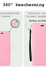 BASEY. Hoes Geschikt voor Samsung A15 Hoesje Bookcase Hoes Flip Case Book Cover Met 2x Screenprotector - Hoesje Geschikt voor Samsung Galaxy A15 Hoes Book Case Hoesje - Lichtroze