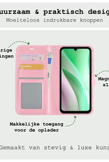 BASEY. Hoes Geschikt voor Samsung A15 Hoesje Bookcase Hoes Flip Case Book Cover Met 2x Screenprotector - Hoesje Geschikt voor Samsung Galaxy A15 Hoes Book Case Hoesje - Lichtroze