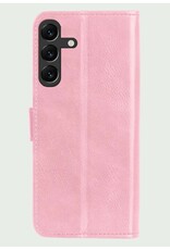 BASEY. Hoes Geschikt voor Samsung A15 Hoesje Bookcase Hoes Flip Case Book Cover Met 2x Screenprotector - Hoesje Geschikt voor Samsung Galaxy A15 Hoes Book Case Hoesje - Lichtroze