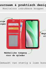 BASEY. Hoes Geschikt voor Samsung A15 Hoesje Bookcase Hoes Flip Case Book Cover Met 2x Screenprotector - Hoesje Geschikt voor Samsung Galaxy A15 Hoes Book Case Hoesje - Rood