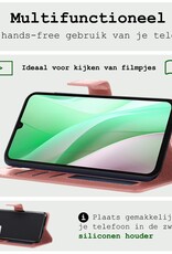 BASEY. Hoes Geschikt voor Samsung A15 Hoesje Bookcase Hoes Flip Case Book Cover Met 2x Screenprotector - Hoesje Geschikt voor Samsung Galaxy A15 Hoes Book Case Hoesje - Rosé goud