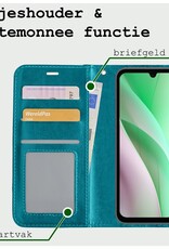 BASEY. Hoes Geschikt voor Samsung A15 Hoesje Bookcase Hoes Flip Case Book Cover Met 2x Screenprotector - Hoesje Geschikt voor Samsung Galaxy A15 Hoes Book Case Hoesje - Turquoise
