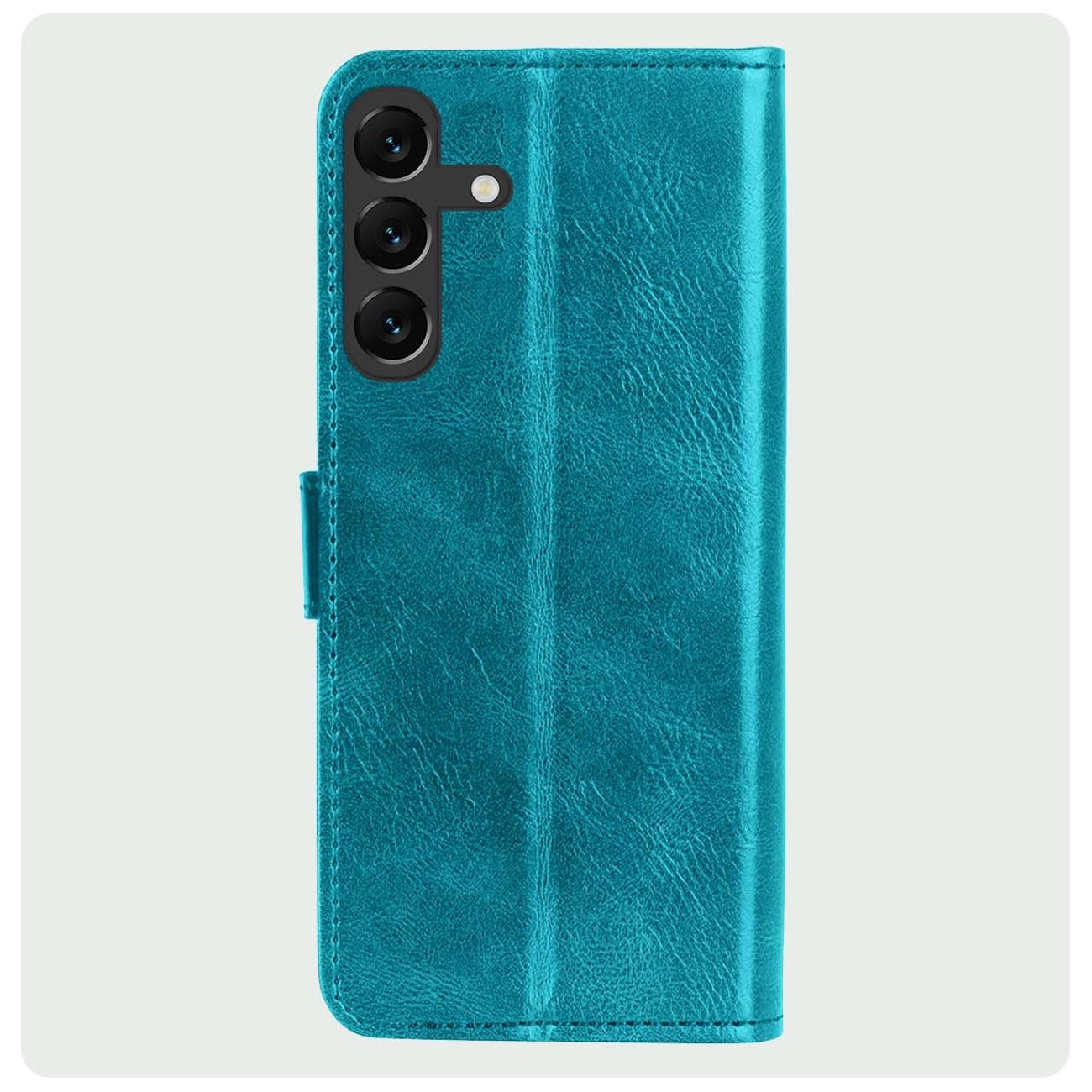 BASEY. Hoes Geschikt voor Samsung A15 Hoesje Bookcase Hoes Flip Case Book Cover Met 2x Screenprotector - Hoesje Geschikt voor Samsung Galaxy A15 Hoes Book Case Hoesje - Turquoise