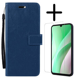 BASEY. BASEY. Samsung Galaxy A15 Hoesje Bookcase Met Screenprotector - Donkerblauw