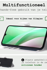 BASEY. Hoes Geschikt voor Samsung A15 Hoesje Bookcase Hoes Flip Case Book Cover Met 2x Screenprotector - Hoesje Geschikt voor Samsung Galaxy A15 Hoes Book Case Hoesje - Wit