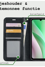 BASEY. Hoes Geschikt voor Samsung A15 Hoesje Bookcase Hoes Flip Case Book Cover Met 2x Screenprotector - Hoesje Geschikt voor Samsung Galaxy A15 Hoes Book Case Hoesje - Zwart