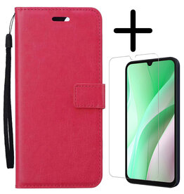 BASEY. BASEY. Samsung Galaxy A15 Hoesje Bookcase Met Screenprotector - Donkerroze