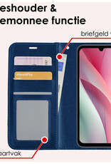 NoXx Hoes Geschikt voor Samsung A15 Hoesje Book Case Hoes Flip Cover Wallet Bookcase Met Screenprotector - Donkerblauw