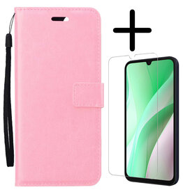 BASEY. BASEY. Samsung Galaxy A15 Hoesje Bookcase Met Screenprotector - Lichtroze