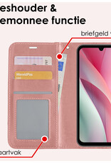 NoXx Hoes Geschikt voor Samsung A15 Hoesje Book Case Hoes Flip Cover Wallet Bookcase Met Screenprotector - Rosé goud