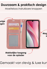 NoXx Hoes Geschikt voor Samsung A15 Hoesje Book Case Hoes Flip Cover Wallet Bookcase Met Screenprotector - Rosé goud