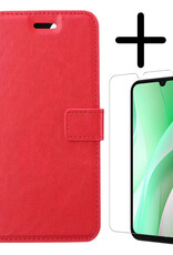 BASEY. Hoes Geschikt voor Samsung A15 Hoesje Bookcase Hoes Flip Case Book Cover Met Screenprotector - Hoesje Geschikt voor Samsung Galaxy A15 Hoes Book Case Hoesje - Rood