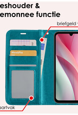 NoXx Hoes Geschikt voor Samsung A15 Hoesje Book Case Hoes Flip Cover Wallet Bookcase Met Screenprotector - Turquoise