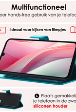 NoXx Hoes Geschikt voor Samsung A15 Hoesje Book Case Hoes Flip Cover Wallet Bookcase Met Screenprotector - Turquoise
