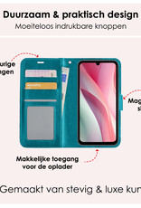 NoXx Hoes Geschikt voor Samsung A15 Hoesje Book Case Hoes Flip Cover Wallet Bookcase Met Screenprotector - Turquoise