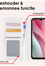 NoXx Hoes Geschikt voor Samsung A15 Hoesje Book Case Hoes Flip Cover Wallet Bookcase Met Screenprotector - Wit