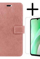 BASEY. Hoes Geschikt voor Samsung A15 Hoesje Bookcase Hoes Flip Case Book Cover Met Screenprotector - Hoesje Geschikt voor Samsung Galaxy A15 Hoes Book Case Hoesje - Rosé goud