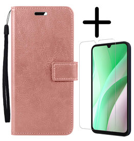 BASEY. BASEY. Samsung Galaxy A15 Hoesje Bookcase Met Screenprotector - Rose Goud