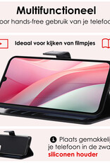 NoXx Hoes Geschikt voor Samsung A15 Hoesje Book Case Hoes Flip Cover Wallet Bookcase Met Screenprotector - Zwart