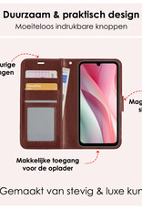 NoXx Hoes Geschikt voor Samsung A15 Hoesje Book Case Hoes Flip Cover Wallet Bookcase Met 2x Screenprotector - Bruin