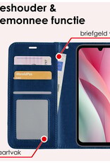 NoXx Hoes Geschikt voor Samsung A15 Hoesje Book Case Hoes Flip Cover Wallet Bookcase Met 2x Screenprotector - Donkerblauw