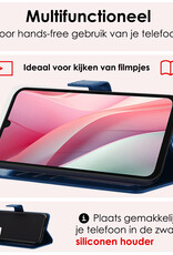 NoXx Hoes Geschikt voor Samsung A15 Hoesje Book Case Hoes Flip Cover Wallet Bookcase Met 2x Screenprotector - Donkerblauw