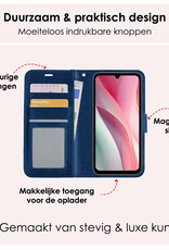 NoXx Hoes Geschikt voor Samsung A15 Hoesje Book Case Hoes Flip Cover Wallet Bookcase Met 2x Screenprotector - Donkerblauw