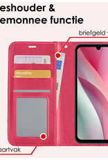 NoXx Hoes Geschikt voor Samsung A15 Hoesje Book Case Hoes Flip Cover Wallet Bookcase Met 2x Screenprotector - Donkerroze