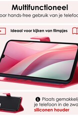 NoXx Hoes Geschikt voor Samsung A15 Hoesje Book Case Hoes Flip Cover Wallet Bookcase Met 2x Screenprotector - Donkerroze