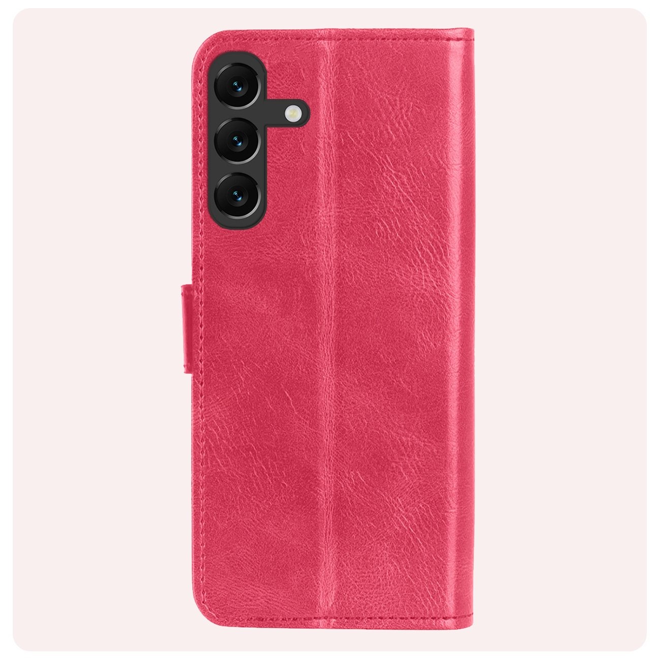 NoXx Hoes Geschikt voor Samsung A15 Hoesje Book Case Hoes Flip Cover Wallet Bookcase Met 2x Screenprotector - Donkerroze