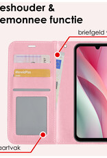 NoXx Hoes Geschikt voor Samsung A15 Hoesje Book Case Hoes Flip Cover Wallet Bookcase Met 2x Screenprotector - Lichtroze